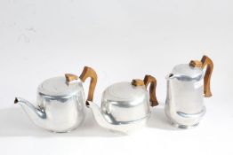 Three piece set of Picquot Ware, c1950s, tea set consisting of two tea pots and one coffee pot,