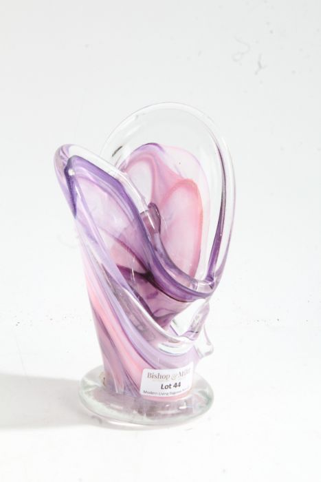 20th century art glass vase, with a pink and purple ground, 18cm high