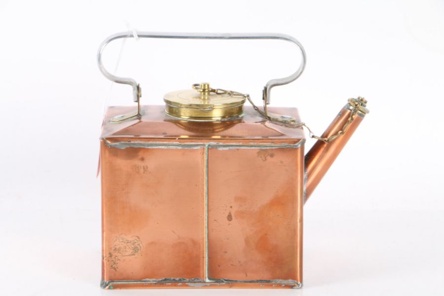 Early 20th century copper kettle, of rectangular form, with brass cap, 16.5cm wide