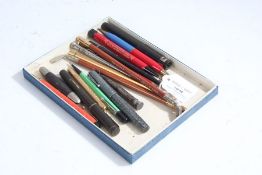 Collection of pens and pencils, to include an American fountain pen, propelling pencils, "The