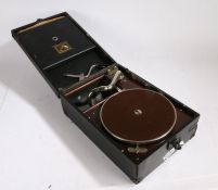 HMV wind-up table top gramophone