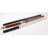 Tony Dixon Alloy Low D Whistle and Polymer Tenor Flute together with 3 Piece Wooden Flute.