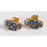 Pair of 14 carat gold diamond and blue stone earrings, stamped 585, gross weight 4.7 grams