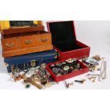 Large collection of costume jewellery to include silver items, necklaces, brooches etc housed within