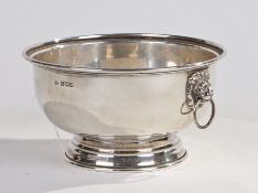 Elizabeth II silver rose bowl, Birmingham 1979, maker W I Broadway & Co, with lion mask handles,