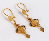 Pair 21 carat gold drop earrings, stamped 21k, gross weight 3.1 grams