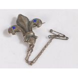 J A Wylie & Co Silver and Lapis Lazuli brooch in the form of fleur de lis, weight 6.3 grams