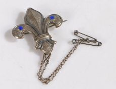 J A Wylie & Co Silver and Lapis Lazuli brooch in the form of fleur de lis, weight 6.3 grams