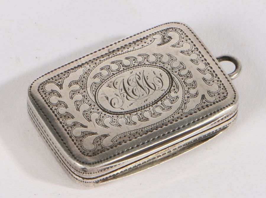 George III silver vinaigrette, Birmingham 1809, maker Matthew Linwood, of rectangular form, the