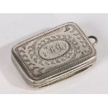 George III silver vinaigrette, Birmingham 1809, maker Matthew Linwood, of rectangular form, the