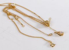 9 carat gold chain link necklace together with a similar unmarked example, gross weight 3.8 grams