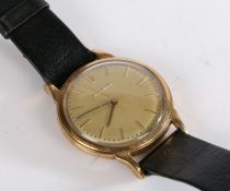 Mid 20th century Movado gentlemans wristwatch, the gilt dial with baton markers set on a unmarked
