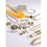 Collection of costume jewellery to include various yellow metal rings, necklaces earrings etc