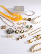 Collection of costume jewellery to include various yellow metal rings, necklaces earrings etc