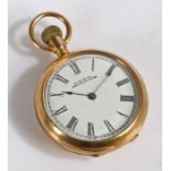 10 carat gold cased A W W Co Waltham Mass pocket watch, the white dial with Roman numerals, gross