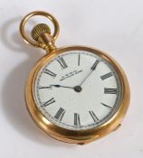 10 carat gold cased A W W Co Waltham Mass pocket watch, the white dial with Roman numerals, gross