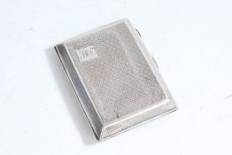 George V silver cigarette case, Birmingham 1927, with engine turned case and monogram, 8cm weight