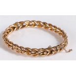 9 carat gold rope twist effect bracelet, weight 11.5 grams