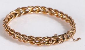 9 carat gold rope twist effect bracelet, weight 11.5 grams