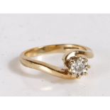 9 carat gold and diamond solitaire ring, the head set with a claw mounted illusion set diamond,