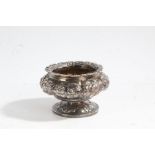 George VI silver salt, London 1825, makers mark rubbed, the foliate cast rim above an octagonal