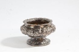 George VI silver salt, London 1825, makers mark rubbed, the foliate cast rim above an octagonal