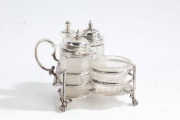 Victorian silver cruet frame, Sheffield 1872, maker Martin, Hall & Co (Richard Martin & Ebenezer