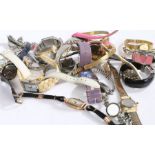 A collection of mostly ladies wristwatches to include a 9 carat gold plated cocktail watch etc (Qty)