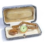 Early to mid 20th century rolled gold cased wrist watch, weight 27.6 grams