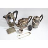 Silver and plated ware, to include napkin ring, small oval picture frame, Middle Eastern cigarette