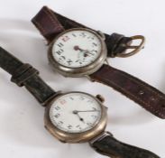 Early 20th Century silver cased trench style wristwatch, similar trench style wristwatch (2)