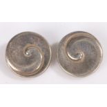 A pair of Georg Jensen clip-on sterling silver earrings. Stamped Danish 925. Torun 409.  Diameter: