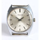 Le Cheminant gentleman's stainless steel wristwatch, the signed silver dial with baton markers and