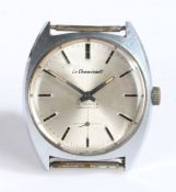 Le Cheminant gentleman's stainless steel wristwatch, the signed silver dial with baton markers and