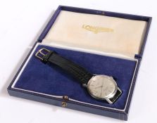 Longines Flagship stainless steel gentleman's wristwatch, the signed silver dial with baton markers,