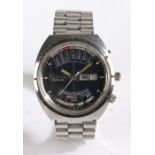 Wittnauer 2000 "Time Machine" gentleman's stainless steel wristwatch, circa 1970, the signed dark
