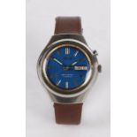 Seiko Bell-Matic gentleman's stainless steel wristwatch, ref. 4006-6080, circa 1970, the signed blue