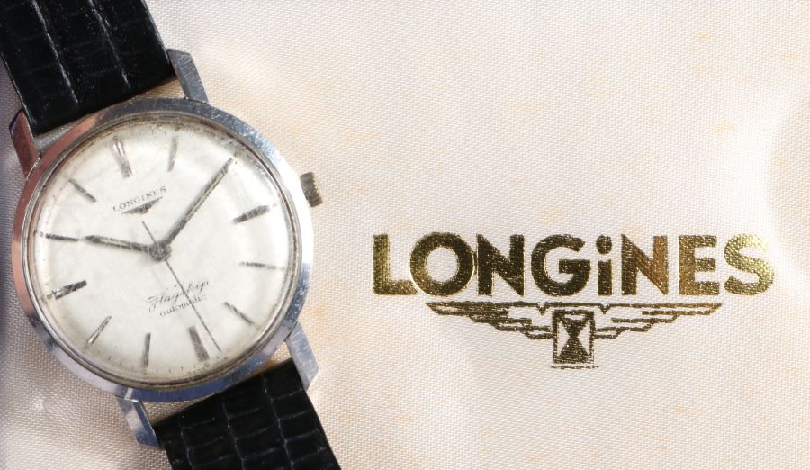 Longines Flagship stainless steel gentleman's wristwatch, the signed silver dial with baton markers, - Image 2 of 2