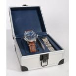 T W Steel automatic gentleman's stainless steel skeleton wristwatch, TW9012, the blue skeleton