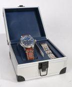 T W Steel automatic gentleman's stainless steel skeleton wristwatch, TW9012, the blue skeleton