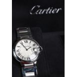 Cartier Ballon Bleu de Cartier gentleman's stainless steel wristwatch, the signed sunburst engine