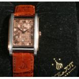 Poljot gentleman's stainless steel and gold plated wristwatch, the signed copper checkerboard dial