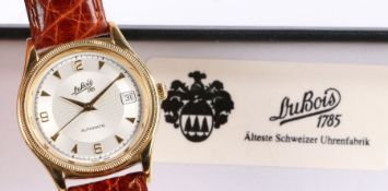 Dubois "Haute Classique" gilt stainless steel wristwatch, the signed white wavy line effect dial