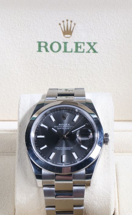 Rolex Oyster Perpetual Datejust gentleman's stainless steel wristwatch, model no. 126300, circa