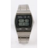 Seiko Quartz LC Chronograph gentleman's stainless steel wristwatch, model no. 0634-5009, the