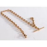 15 carat gold pocket chain, with T bar and 9 carat gold clip, 39cm long, 40.4g