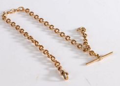 15 carat gold pocket chain, with T bar and 9 carat gold clip, 39cm long, 40.4g