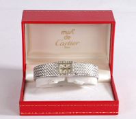 Jaeger LeCoultre 18 carat white gold and diamond ladies wristwatch, the signed silver dial with