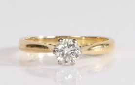 18 carat gold and diamond solitaire ring, the round cut diamond at approximately 0.57 carat, 3.3