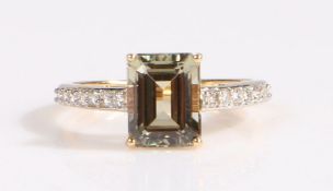 18 carat gold and Zultanite ring, featuring an emerald cut zultanite weighing 3.0417 carats, in a